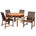 Amazonia Bahamas 5-Piece Eucalyptus Round Patio Dining Set with Brown Sling Seat