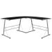 Carnegy Avenue 83.5 inch L-Shaped Black/Silver Computer Desks w/ Glass Top