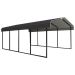 Arrow 12 foot W x 20 foot D Charcoal Galvanized Steel Carport, Car Canopy and Shelter