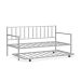 Costway Silver Twin Metal Daybed with Roll Out Trundle Heavy Duty Frame Sofa Bed Set