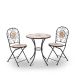 Alpine Corporation Indoor/Outdoor 3-pc Mosaic Bistro Set Folding Table and Chairs Patio Seating, Tan