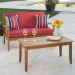 Noble House Caldwell Teak 2-pc Wood Patio Conversation Set with Red Cushions