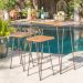 Noble House Teak Brown 3 pc Wood and Metal Rectangular Outdoor Bar Height Dining Set