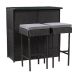 CorLiving Parksville Black 3-Piece Wikcer Outdoor Serving Bar Set w/ Ash Grey Cushions