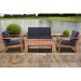 Amazonia Giles 4-Piece Eucalyptus Patio Deep Seating Set with Blue Cushion