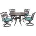 Cambridge Seasons 5 pc All-Weather Round Patio Dining Set w/ Blue Cushions and 4 Swivel Rockers