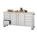 Trinity 6 ft. 8-Drawer Stainless-Steel Corner Rolling Mobile Workbench with Storage