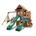 Swing-N-Slide Playsets KnightsBridge Deluxe Wood Complete Swing Set with Wood Roof and Cool Wave Slide