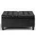 Simpli Home - Harrison 36 inch Wide Transitional Square Coffee Table Storage Ottoman Faux Leather - Midnight Black