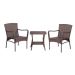 Zeus & Ruta Multi-Brown 3-Piece PE Rattan Wicker Patio Conversation Set with Side Table for Backyard, Porch and Balcony HG-937