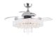 Parrot Uncle 42 in. Indoor Retractable 3-Blade Crystal LED Chrome Ceiling Fan w/ Light Kit and Remote Control