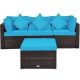  Brand Rating 4 0 5 4 Piece PE Wicker Steel Outdoor Sofa Set Patio Conversation Set with Turquoise Cushions