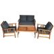  Brand Rating 4 0 5 Teak 4 Piece Acacia Wood Outdoor Sofa Patio Conversation Set with Gray Cushions