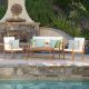  Luciano Brown 4-Piece Wood Patio Conversation Set with Beige Cushions