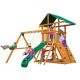 Gorilla Playsets Professionally Installed Outing III Wooden Outdoor Playset with Rock Wall, Sandbox Area, and Swing Set Accessories