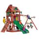 Gorilla Playsets Double Down II Wooden Playset w/ 2 Wave Slides and Rock Wall