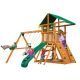 Gorilla Playsets - Installed Outing III Treehouse Wooden Swing Set with Rock Wall and Slide