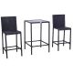 Outsunny 3-pc Outdoor Patio Metal, Wicker, and Glass Top Bistro Dining Set