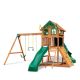 Gorilla Playsets DIY Outing III Wooden Playset with Wood Roof, Tube Slide, and Rock Wall