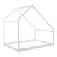 White Full Size Toddlers House Bed With Roof for Kids, Wood House Shape Floor Capony Bed Daybed Frame