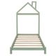 Green Twin Size Wood Platform Bed Frame with House Shape Headboard, Low-Profile Twin Kids Platform Bed with Wooden Slats