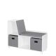 RiverRidge Home Kids White Storage Bench with Cubbies with 2pc Gray Bins