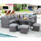 AECOJOY Gray 7-Pieces Wicker Patio Conversation Set with Gray Cushions