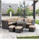AECOJOY Brown 7-Piece Wicker Patio Conversation Set with Tan Cushions