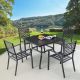 AECOJOY Black 5-Piece Metal Square Outdoor Patio Dining Set
