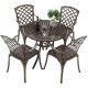 AECOJOY Bronze 5-Piece Aluminum Round Table Outdoor Dining Set and Umbrella Hole