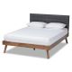 Baxton Studio - Devan Dark Grey and Walnut King Platform Bed