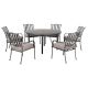 Columbus Circle 7-pc Metal Round Outdoor Dining Set with Light Brown Cushion
