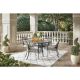 Pacific Casual 5-Piece Wilshire Heights Cushioned Cast and Woven Back All Aluminum Outdoor Dining Set with SunBrella Bliss Sand Cushion