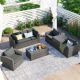 Modern 7-Piece Gary Wicker Outdoor Patio Sectional Set with Gary Cushions, Storage Box