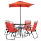 Patio Premier 6-pc Metal Square Outdoor Patio Table Set in Ruby Red