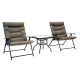 Patio Premier 3-pc Steel Frame Folding Outdoor Bistro Set with Olive Cushions and Dark Powder Frame