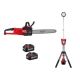 Milwaukee M18 FUEL 16 in. 18V Lith-Ion Brushless Cordless Electric Chainsaw w/Rocket Dual Power Tower Light, Two 6Ah HO Batteries