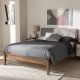 Baxton Studio Leyton Mid-Century Gray Fabric Upholstered Queen Size Bed