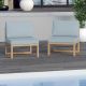 TK CLASSICS Aluminum Outdoor Sectional Armless Sofa Seats w/ Spa Blue Cushions (Set of 2)