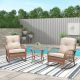 Maypex Light Brown 3-Piece Wicker Rocking Patio Conversation Set w/ Beige Cushions
