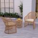 Maypex Natural Brown 3-Piece Wicker Outdoor Conversation Set w/ Beige Cushions