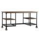 HomeSullivan 60 inch Rectangular Distressed Ash Writing Desk w/ Wheels