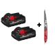 Milwaukee M18 18-Volt Lithium-Ion HIGH OUTPUT CP 3.0 Ah Battery Pack (2-Pack) w/9 inch 5 TPI AX Carbide Reciprocating Saw Blade