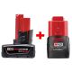 Milwaukee - M12 12-Volt Lithium-Ion Extended Capacity Battery Pack Combo W/ 6.0Ah and 3.0Ah Batteries