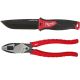 Milwaukee Hardline 5 in. AUS-8 Steel Drop Point Fixed Blade Knife w/ High Leverage Lineman's Pliers w/ Crimper (2-Piece)