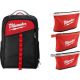 Milwaukee 14 in. Low Profile Backpack with 12 in. Zipper Tool Bag in Multi-Color (3-Pack)