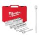 Milwaukee 1/4 in. Drive SAE/Metric Ratchet and Socket Mechanics Tool Set w/ 1/4 in. Drive 9 in. Extended Ratchet (51-Piece)