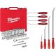 Milwaukee 3/8 in. Drive SAE/Metric Ratchet and Socket Mechanics Tool Set w/ Hook and Pick Set and Pry Bar Set (66-Piece)