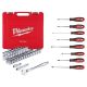 Milwaukee 1/2 in. Drive SAE/Metric Ratchet and Socket Mechanics Tool Set w/ Screwdriver Set (55-Piece)