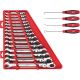 Milwaukee 144-Position Flex-Head Ratcheting Combination Wrench Set SAE w/ Hook and Pick Set (19-Piece)